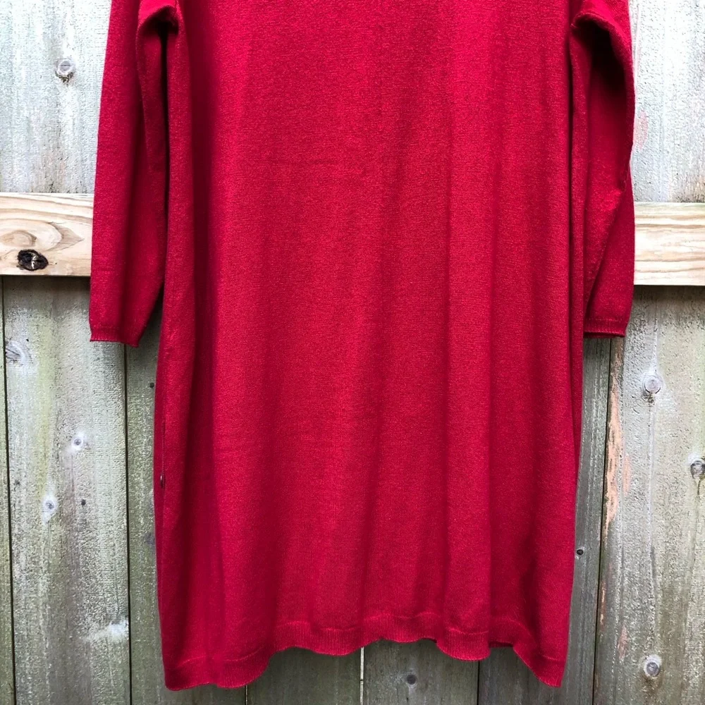 J. Jill Wool Blend Cardigan Size 2X Red Button Front Side Slits Patch Pockets - Picture 11 of 14